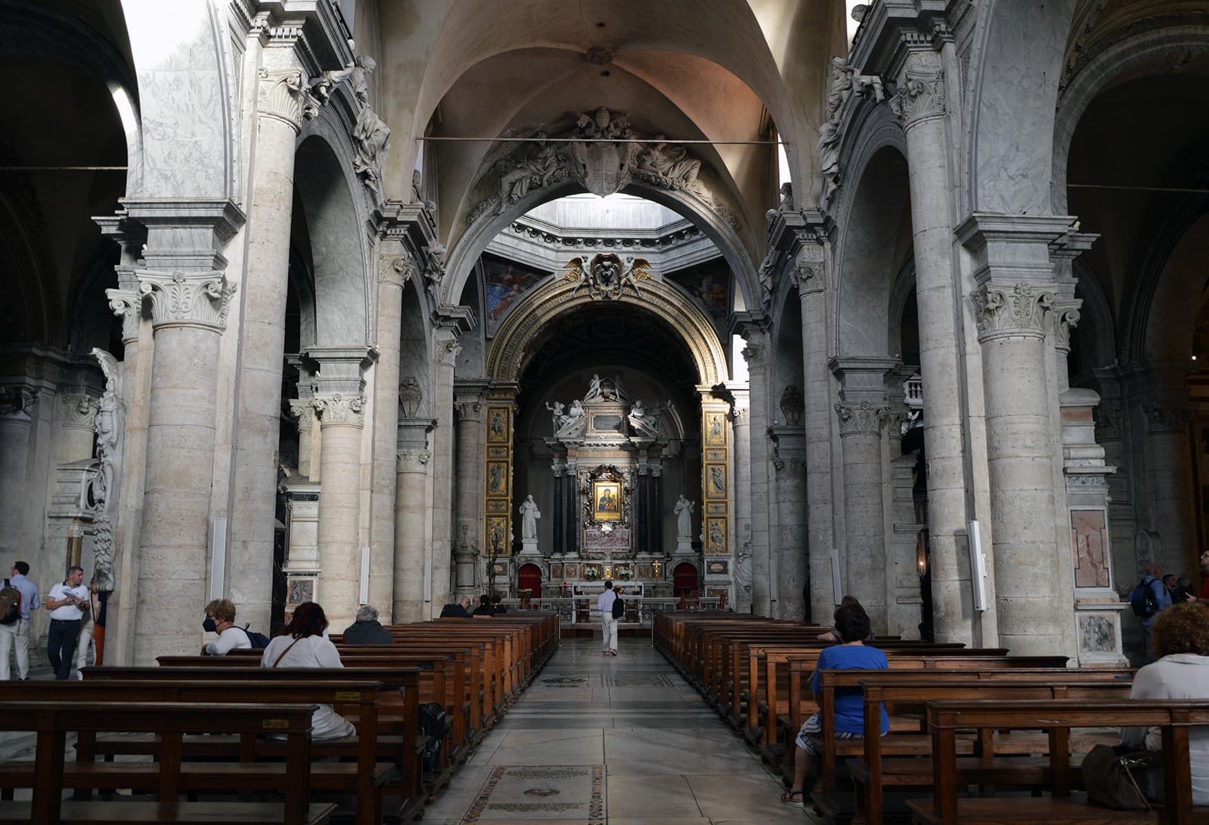 Basilica of Santa Maria del Popolo in Piazza del Popolo Rome, home of the Chigi Chapel designed by Raphael and the first altar of the Path of Illumination in Angels and Demons