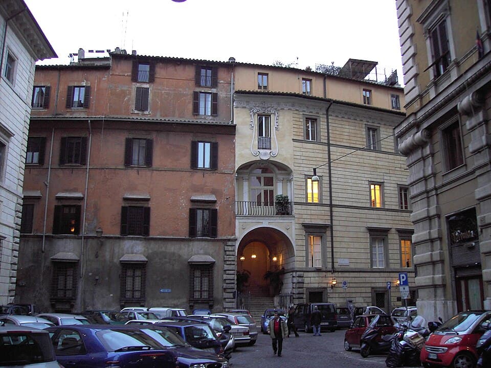 Palazzo Cenci in Piazza Cenci, rione Regola, Rome, the historic residence of the Cenci family near the Jewish ghetto and the Tiber river