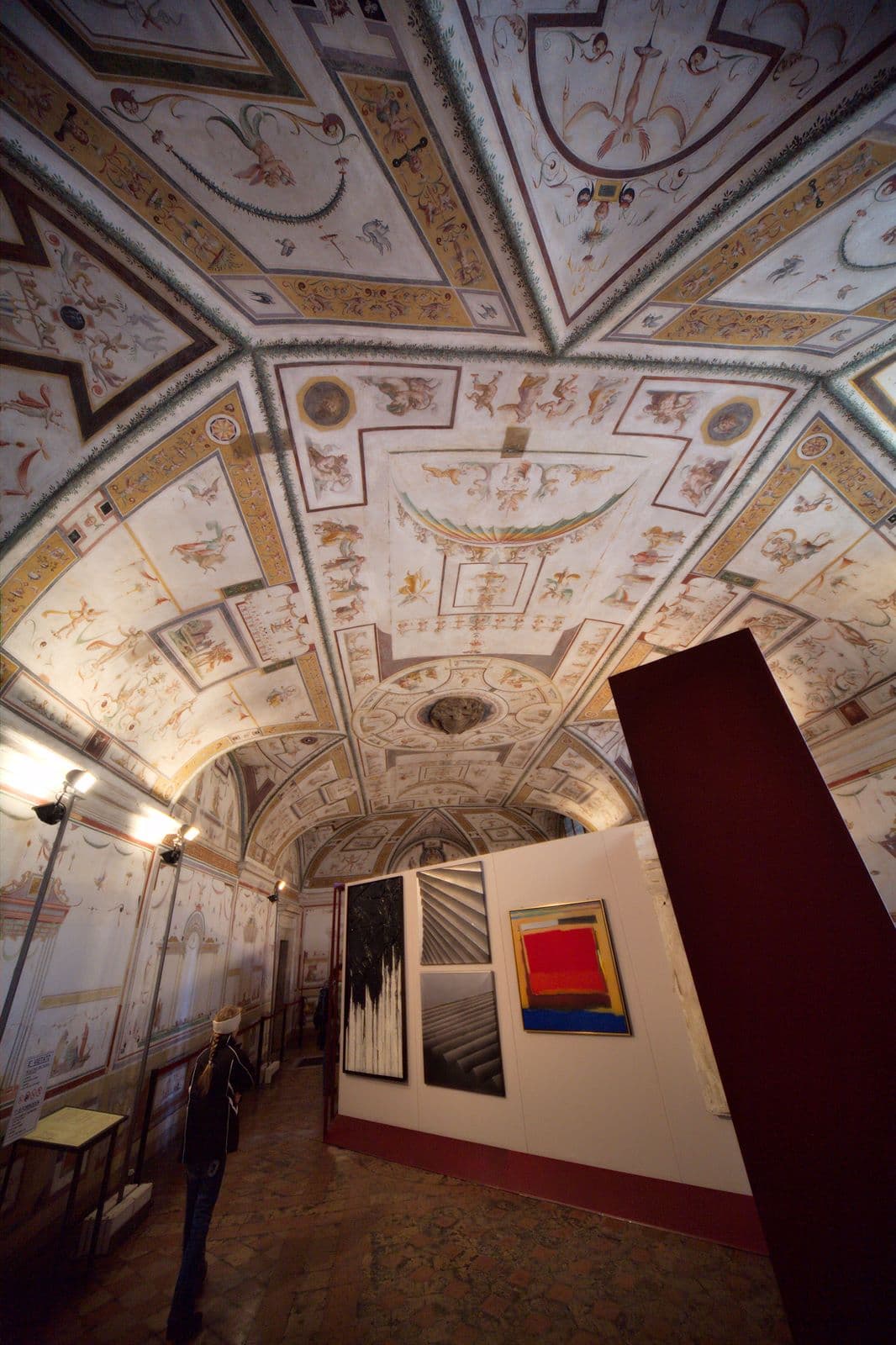 The barrel vault of the Sala di Apollo at Castel Sant'Angelo, with grotesques on a white ground and ten figurative scenes from the myth of Apollo, painted by Perin del Vaga and Domenico Zaga between 1547 and 1548