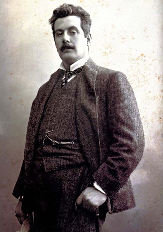 Photographic portrait of Giacomo Puccini, Italian opera composer, taken in the early twentieth century. Puccini composed Tosca between 1896 and 1899; the opera premiered in Rome on 14 January 1900